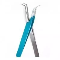 Пинцет Luxury (Люксори) бирюзовый изогнутый тип С Пинцет Luxury (Люксори) бирюзовый изогнутый тип С